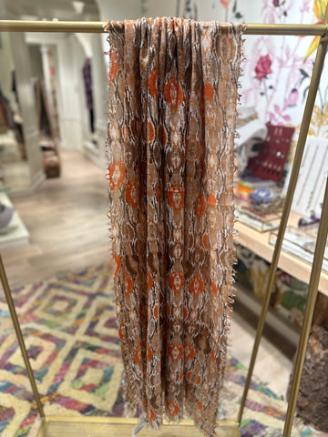 Sciarpa lana fantasia cammello arancione